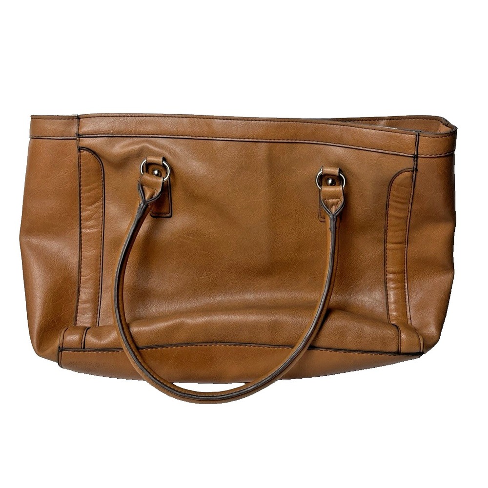 Merona Brown Faux Leather Large Tote Shoulder Bag